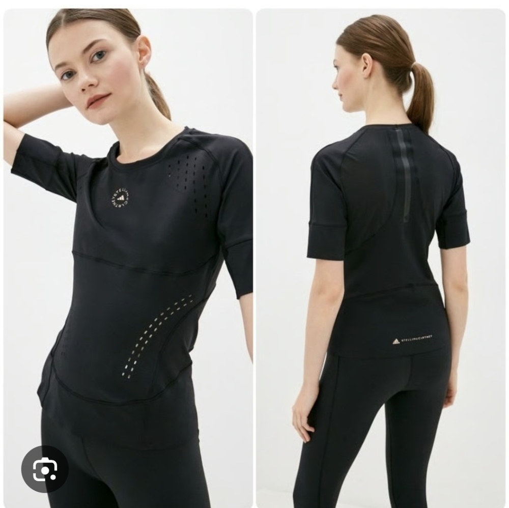 Adidas By. Stella Mccartney Truepur Short Sleeve Stretch Top Sz.XS Black